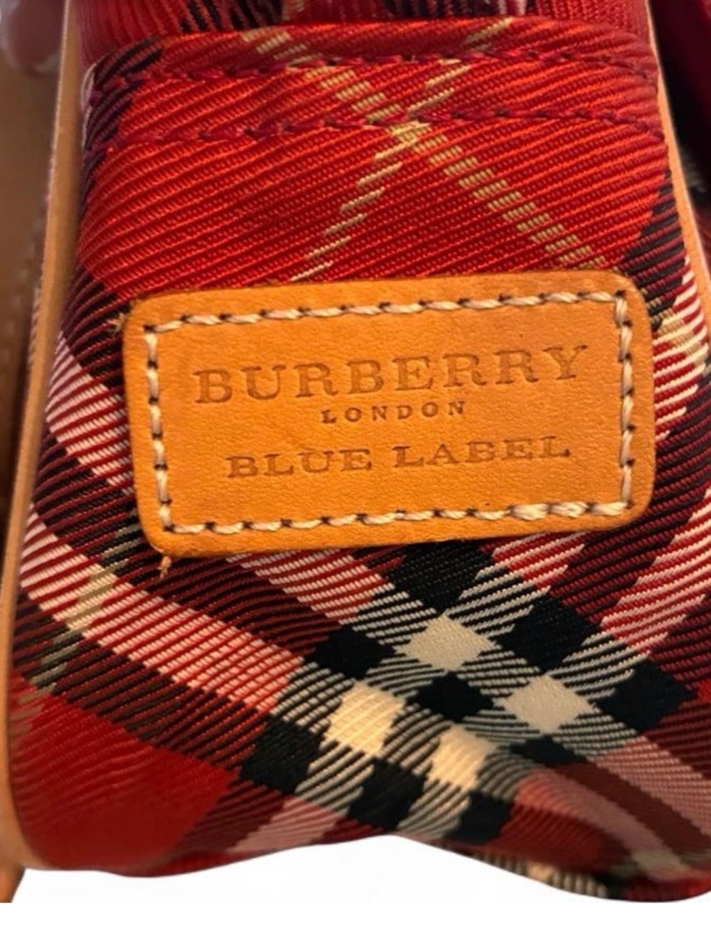 Burberry Red Plaid Crossbody with Tan Leather Strap - PRISTINE condition w/CO - Picture 3 of 9